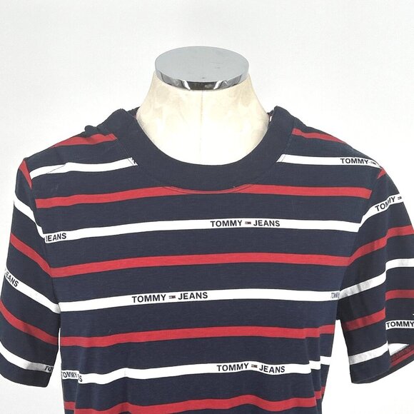 Tommy Jeans Dress Sz S Red White Blue Stretch Magnet Closure - Picture 2 of 6